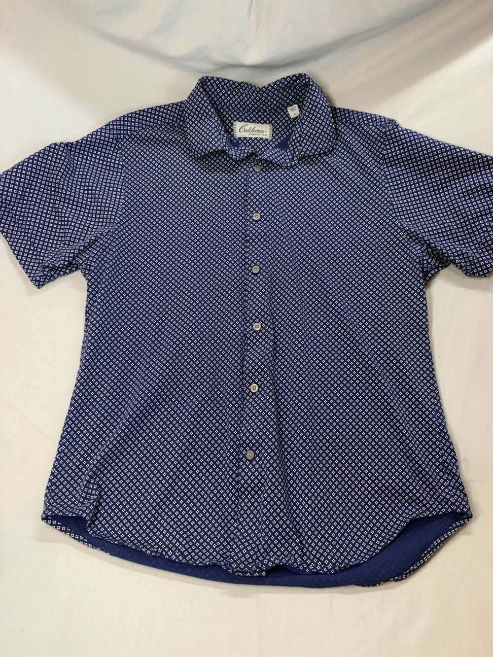 California Shirt Co. 1976 Men's Blue Geometric 100% cotton 23’ Size L